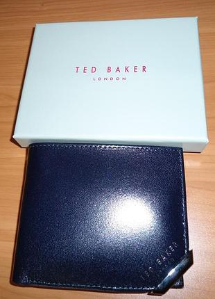 Кожаный кошелек ted baker corner - rfid-защита - синий navy - большая британия