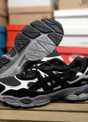 Утеплені зимові чоловічі кросівки asics gel-nyc winter termo black grey асікс чорного з сірим кольорів термо
