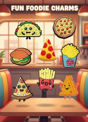 Джибітси їжа фаст-фуд food jibbitz 8 шт аксесуари крокс прикраса dz_67_2