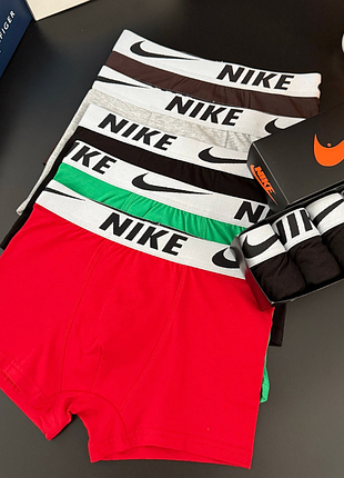 Трусы мужские nike разные цвета набор 5 штук боксеры в коробке найк качественное нижнее белье из натурального хлопка