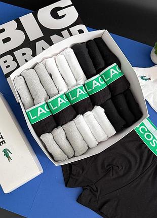 Набор мужских трусов и носков lacoste подарочный бокс для мужчины 5 боксеров черного цвета 18 пар носков лакосте