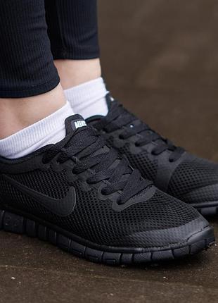 Женские кроссовки nike free run 3.0 v2 черные спортивные дышащие кроссы сетка для тренировки на весну лето найк фри ран в2