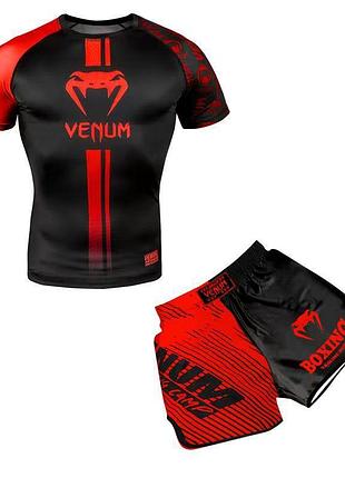 Футболка та шорти спортивні для боксу комплект одягу "venum" для тренувань кікбоксинг, mma тайський бокс