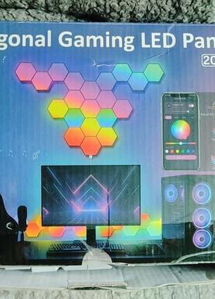 Hexagonal gaming led panel (комплект из 20 штук) — модульных умных светодиодных панелей для геймерских комнат и домашнего интерьера