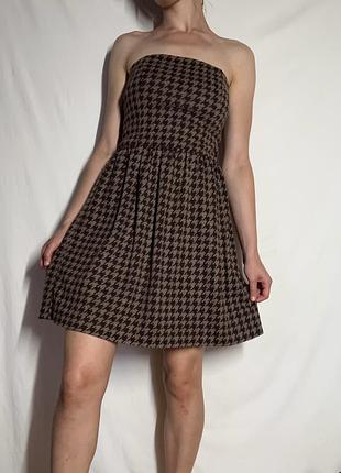 Houndstooth strapless dress — сукня гусяча лапка т4