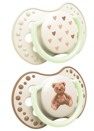 Пустышка силиконовая динамическая lovi 0-6 м-цев 2 шт. teddy love
