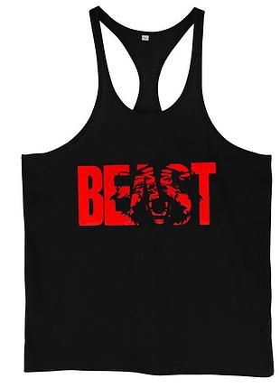 Майка чоловіча для тренерів "beast" чорна з карсним