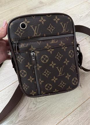 Чоловіча сумка мессенджер через плече від бренду louis vuitton, ремінь 138см ( регулюється)