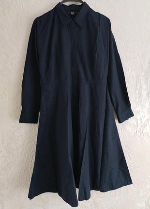 Хлопковое приталенное платье миди от uniqlo