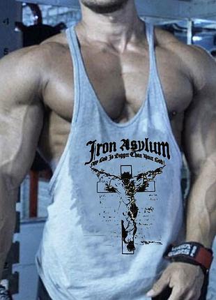 Майка мужская "iron asylum" серая