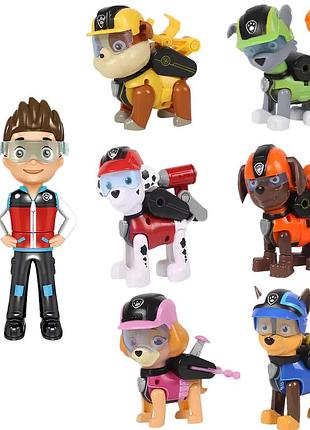 Набір фігурок щенячий патруль resteq — 7 героїв з мультфільму paw patrol, рухомі частини, інтерактивні елементи
