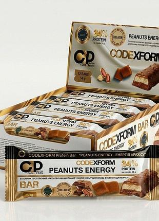 Блок протеиновых батончиков codexform protein bar, 12*50 грамм - арахис