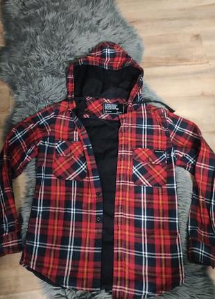 Рубашка мужская демисезонная в клетку в красную клетку на подкладке criminal damage clothing