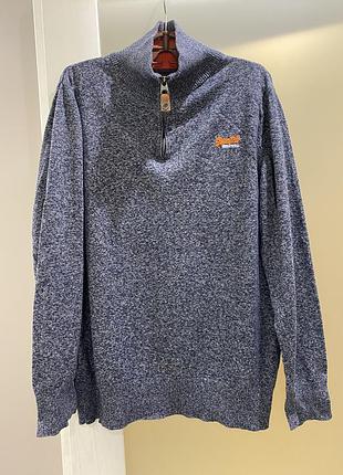 Натуральная хлопковая кофта, свитер на змейке superdry