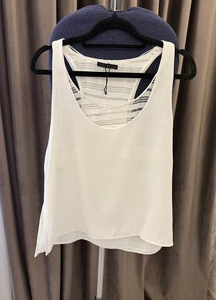 Біла блуза  zara , розмір s, повністю нова , мереживний топ в середині