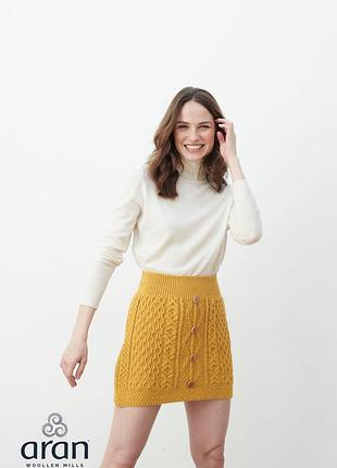 Новая шерстяная мини-юбка aran, горчично-желтая (меринос)