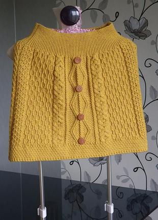 Новая шерстяная мини-юбка aran, горчично-желтая (меринос)
