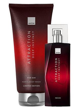 Avon набор attraction deep instinct для него, (75 мл + 200 мл)