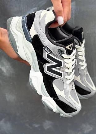 Утеплені зимові чоловічі кросівки new balance 9060 winter termo grey black нью беланс сірого з чорним кольорів термо