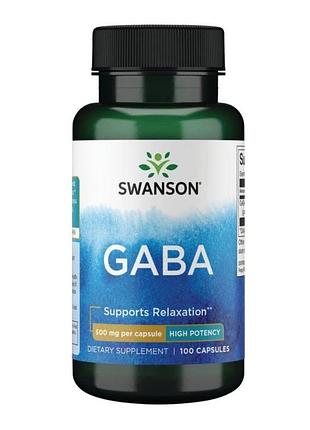 Гамк swanson gaba 500 мг для спокойствия, расслабления и поддержки сна, 100 капсул