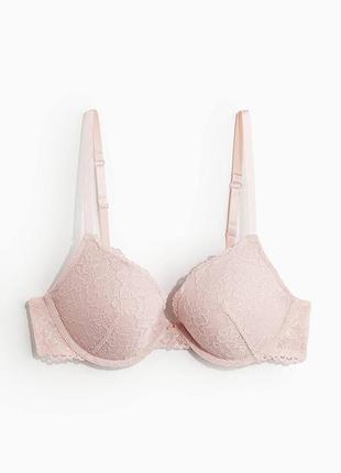 Мереживний рожевий бюст з пуш-ап h&m