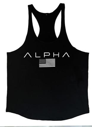 Майка чоловіча для бодибілдингу "alpha" чорна
