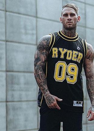 Майка чоловіча спортивна безрукавка "ryderwear" жилетка для тренувань чорна