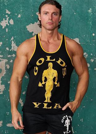Майка мужская и женская молодежная для бодибилдинга и тренировок "gold's gym ygl" черная xl