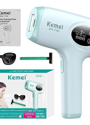Фотоепілятор kemei km-7104 ipl для домашнього видалення волосся на обличчі та тілі, білий