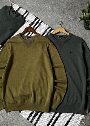 Светр чоловічий  g star raw оригінал джи стар зелений хакі з вовни меріноса як новий вовняний розмір l