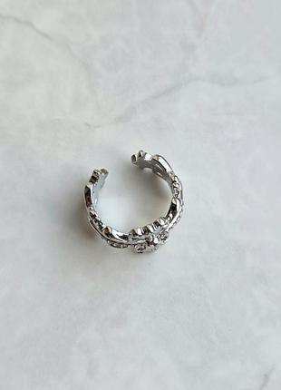 Каблучка silver chrome hearts crystal bow 8