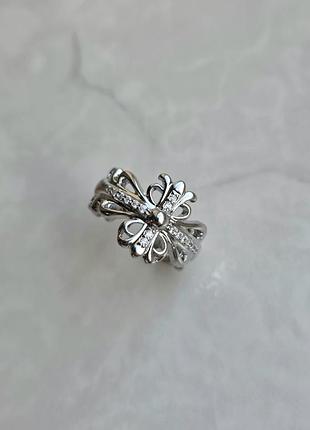 Каблучка silver chrome hearts crystal bow 5