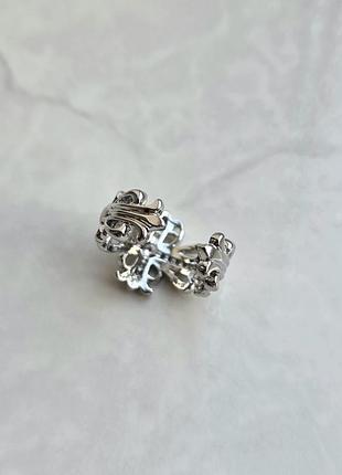 Каблучка silver chrome hearts crystal bow 7
