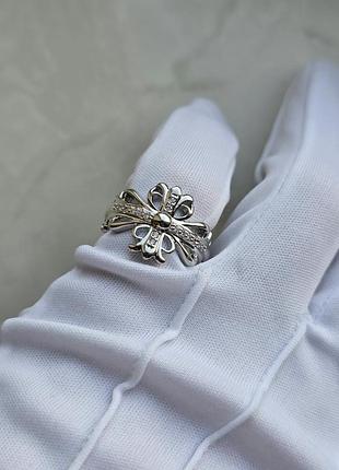 Каблучка silver chrome hearts crystal bow 3