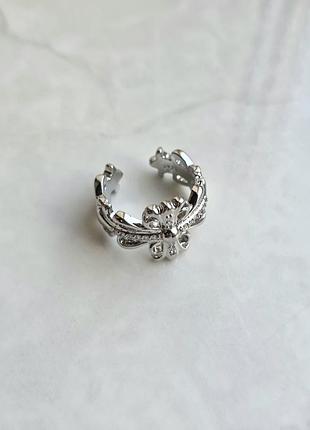Каблучка silver chrome hearts crystal bow 9