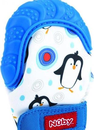 Перчатка nuby с силиконовым прорезывателем от 3 месяцев синяя (6804blu)