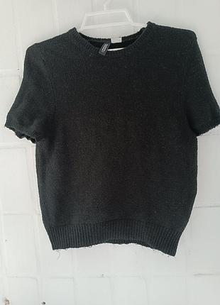 Великолепная женская кофточка черного цвета с коротким рукавом h&amp;m