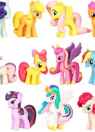 Набір фігурок my little pony resteq - 12 міні-іграшок поні з мультфільму «мій маленький поні», фігурки єдинорогів 3-5 см