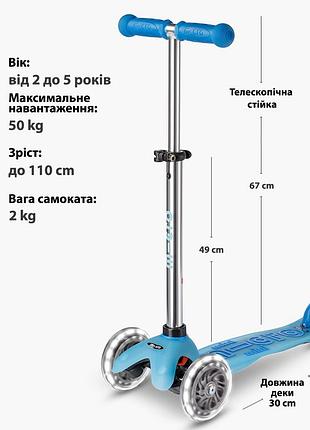 Самокат micro серии mini deluxe glow led – арктический синий 9