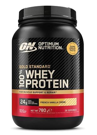 Сывороточный протеин optimum nutrition gold standard 100% whey eu, 768 грамм - французская ваниль