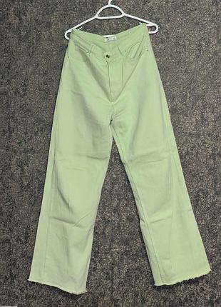 Широкі салатові джинси sinsay (wide leg / wide leg cut)  38 розмір (m)