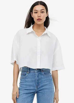 Вкорочена сорочка з льону h&m,p. xs