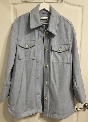 Сорочка-куртка mango з вовною oversize, блакитна