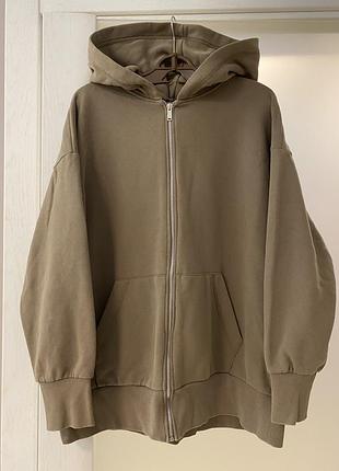 Толстовка теплая, оверсайз зип худи zara