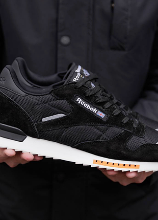 Классические кроссовки мужские reebok classic черно белые кожаные кроссовки демисезонная обувь для мужчин 45