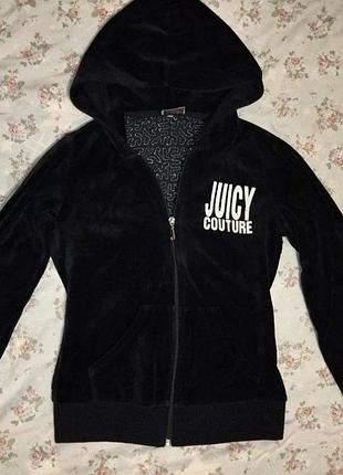 Винтажное велюровое зип-худи juicy couture с пайетками y2k