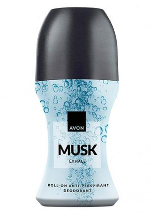 Avon дезодорант-антиперспирант с шариковым аппликатором musk exhale (50 мл) для мужчин.