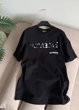 Чорна футболка подовжена balenciaga унісекс