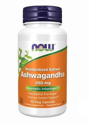 Ашваганда, now foods, 450 мг, 90 капсул, для ежедневного рациона.
