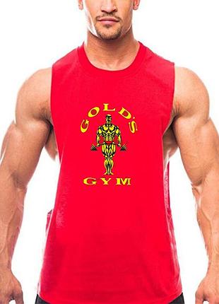 Безрукавка мужская майка "gold's gym" красная l